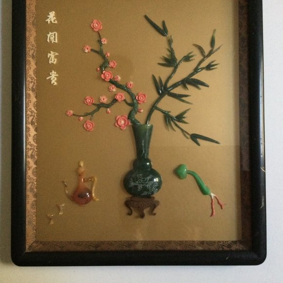 Chinese art wall plaque faux jade 3D wall hanging made in taiwan - Picture 3 of 4